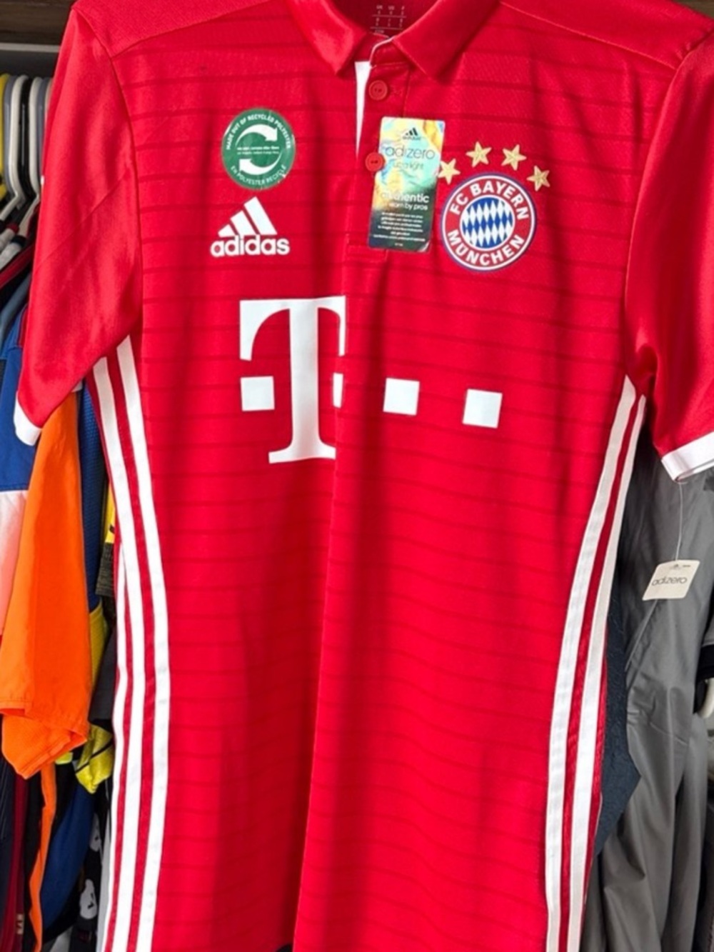 adidas Red and White Bayern Munich Inspired Soccer Jersey